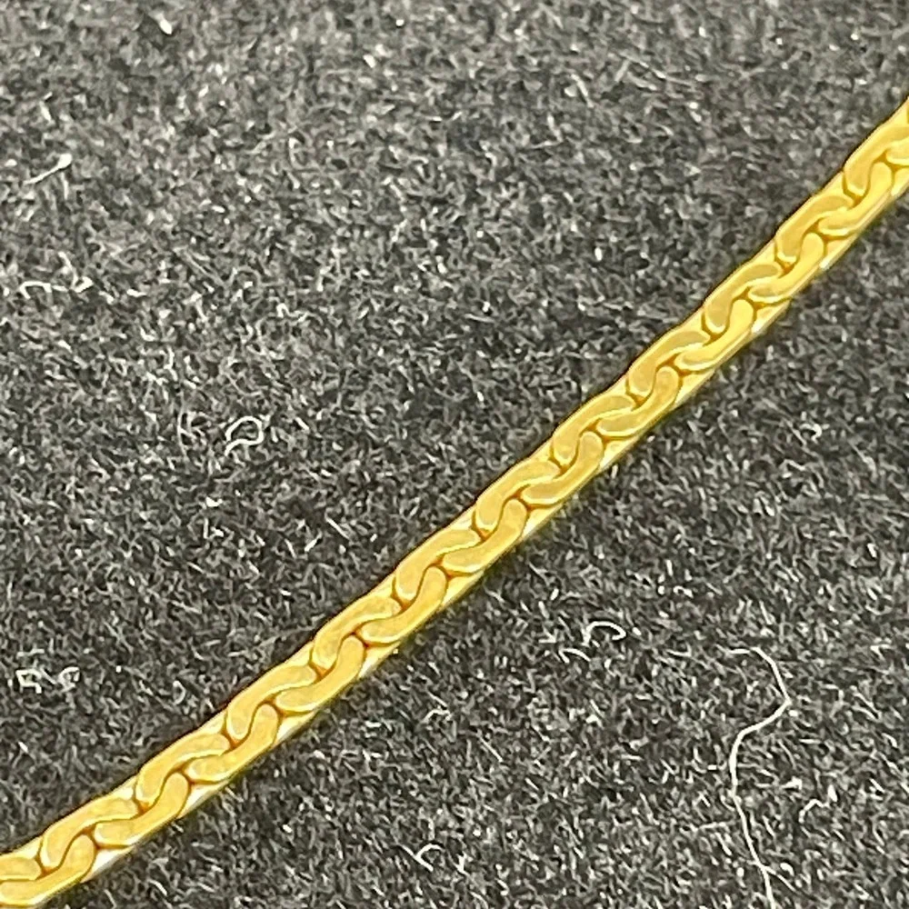 Vintage 18K Gold Filled Y-Drop Crystal Necklace Flat S-Link Chain 16 Inch